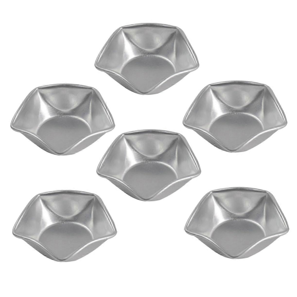Mould Mini Cake Mould Pack of 6 with Lid, Aluminium Alloy Baking Moulds, Silver Dessert Baking Tools and Tin Painting Stencils