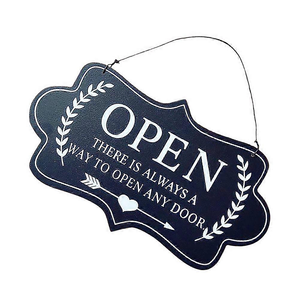 Open Closed Sign For Business Indicate Store Status 23x13.5cm Black Wooden Pendant 1Pack