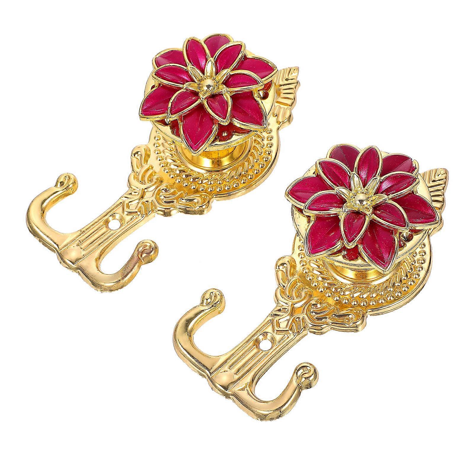 Decorative Curtain Tie Backs Hooks For Villas And Bedrooms 13.7x6cm Rosy Multi-Functional 2Pcs