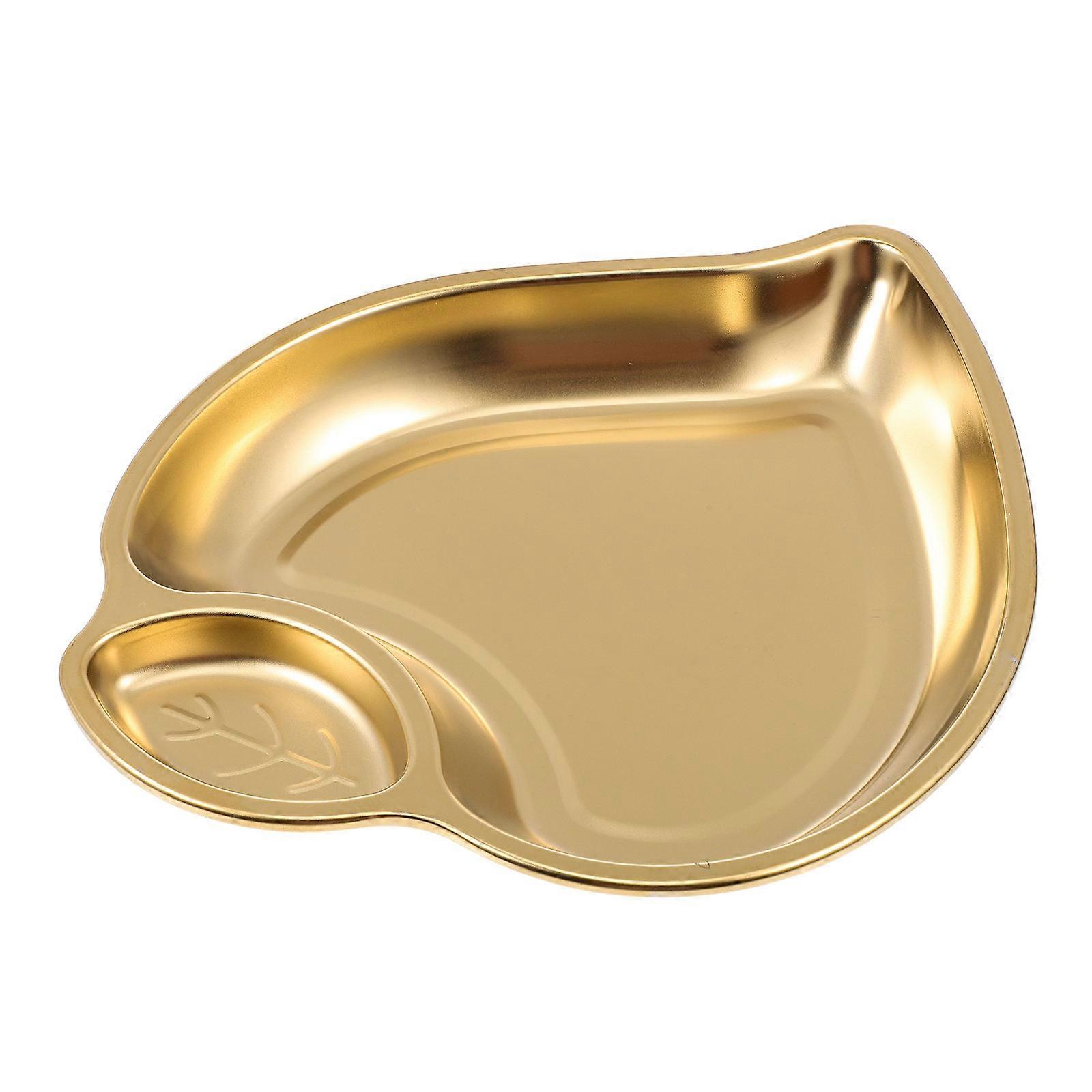 Stainless Steel Divided Snack Plate Restaurant Use Kitchenware Peach Heart Shape 1Set