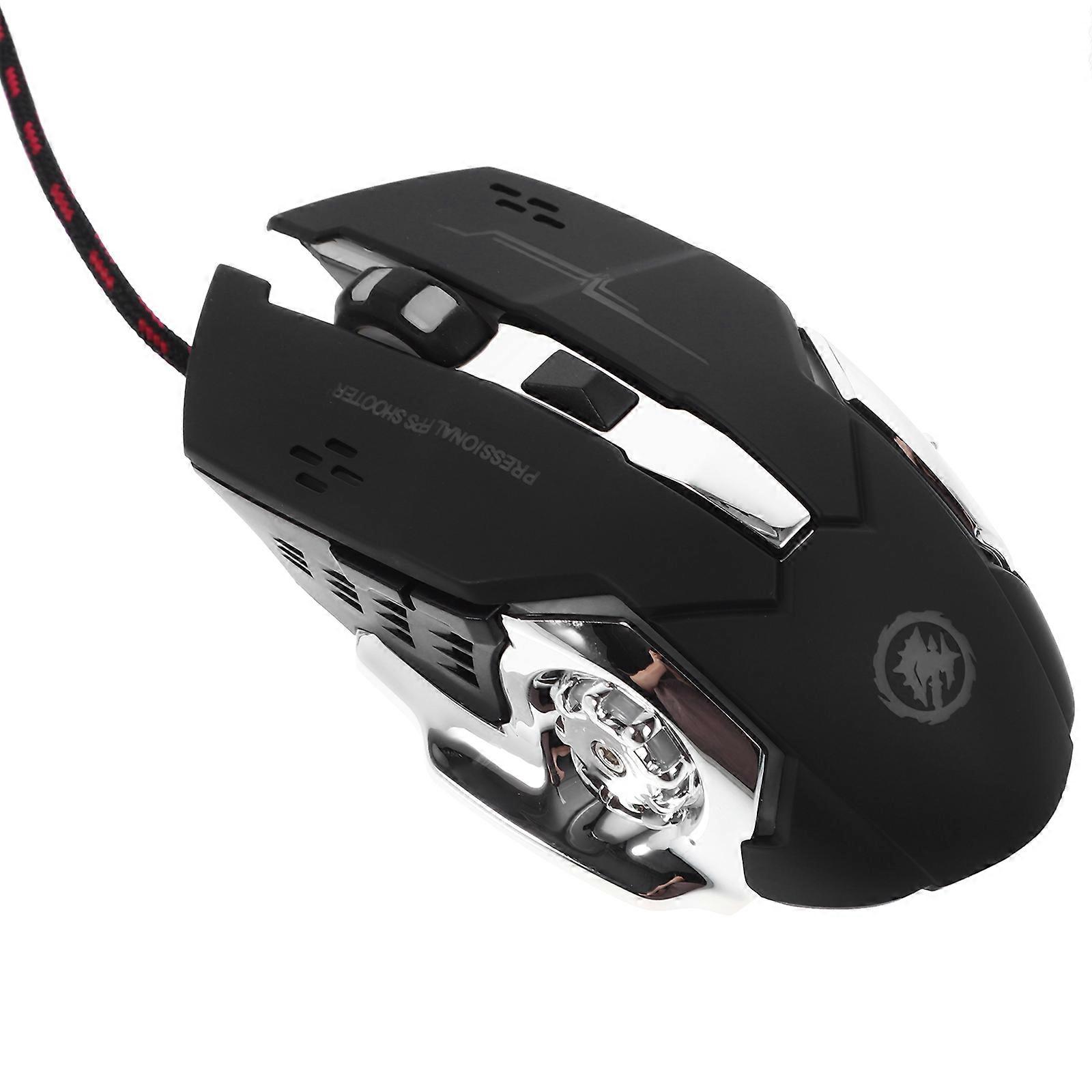 Ergonomic Wired Gaming Mouse with Cool Breathing Light for Computer Black ABS 12003200DPI Adjustable