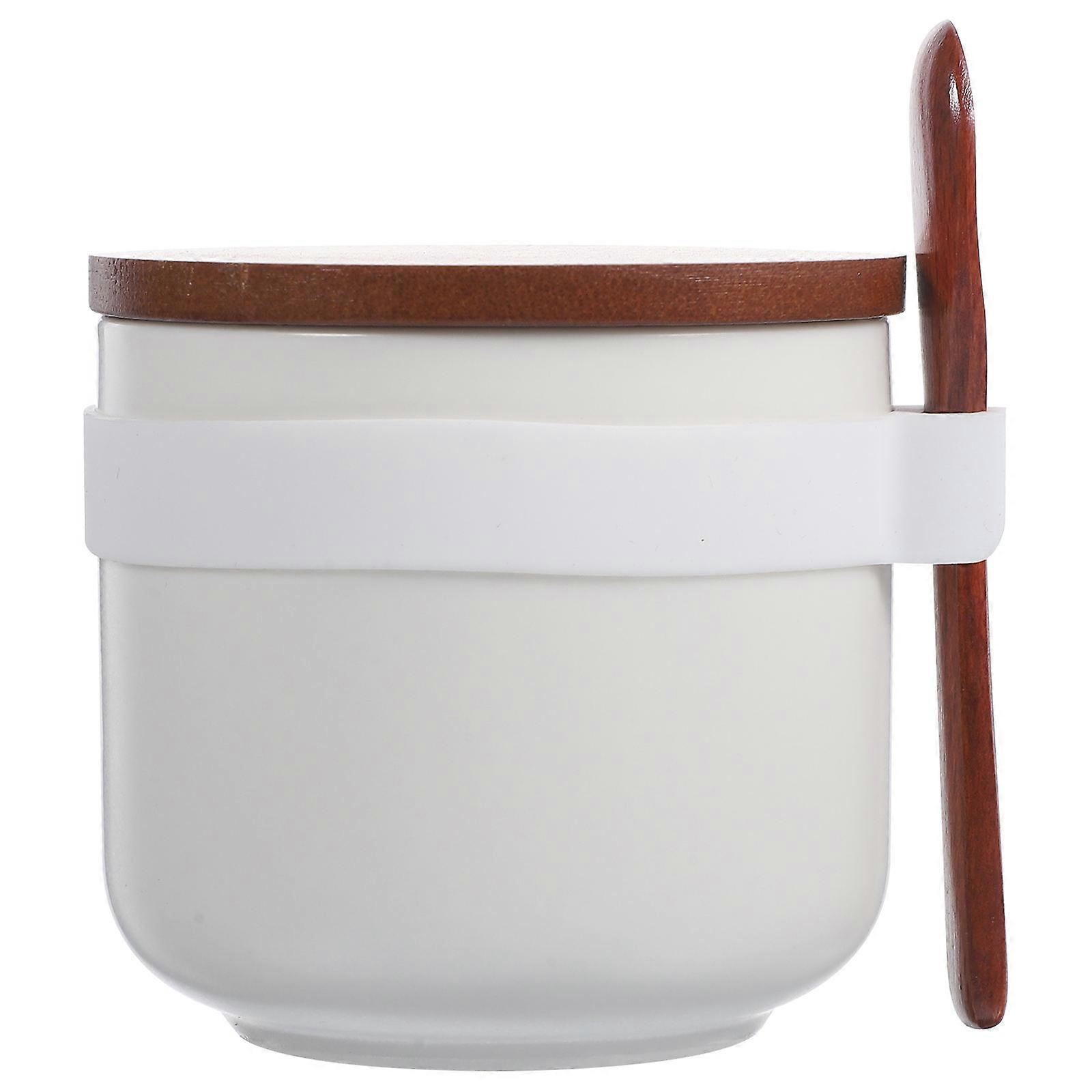 Square Ceramic Seasoning Canister With Lid For Dining And Picnic Table Use 8.5X8.5X8CM Moisture-Proof 1 Set