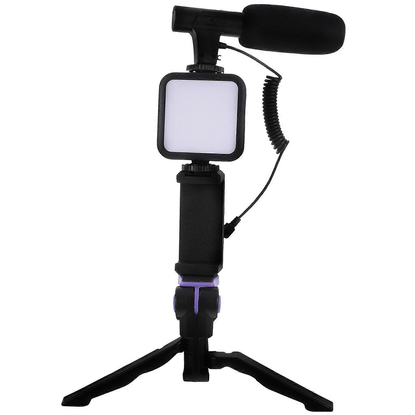 Photography Light Stand With Phone Holder And Microphone Ideal For Live Streaming Indoor Outdoor Usage 1 Set