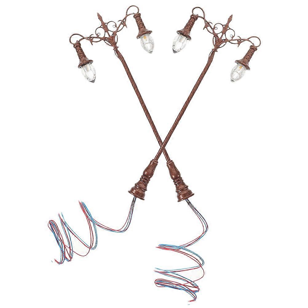 Miniature Yard Light Models for Sand Table Scene Layout Decoration 2pcs Small Stainless Steel