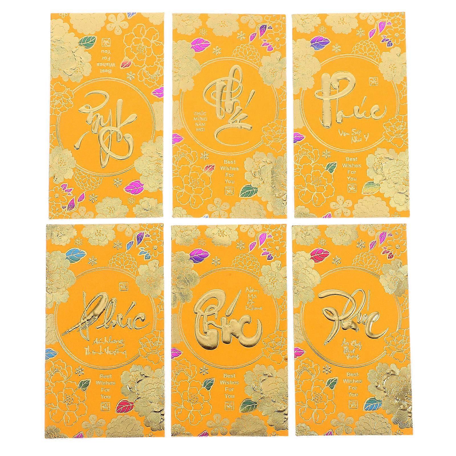 36pcs Traditional Vietnamese Tet Red Envelopes for Year Celebrations – Money Holders with Printing for Blessings