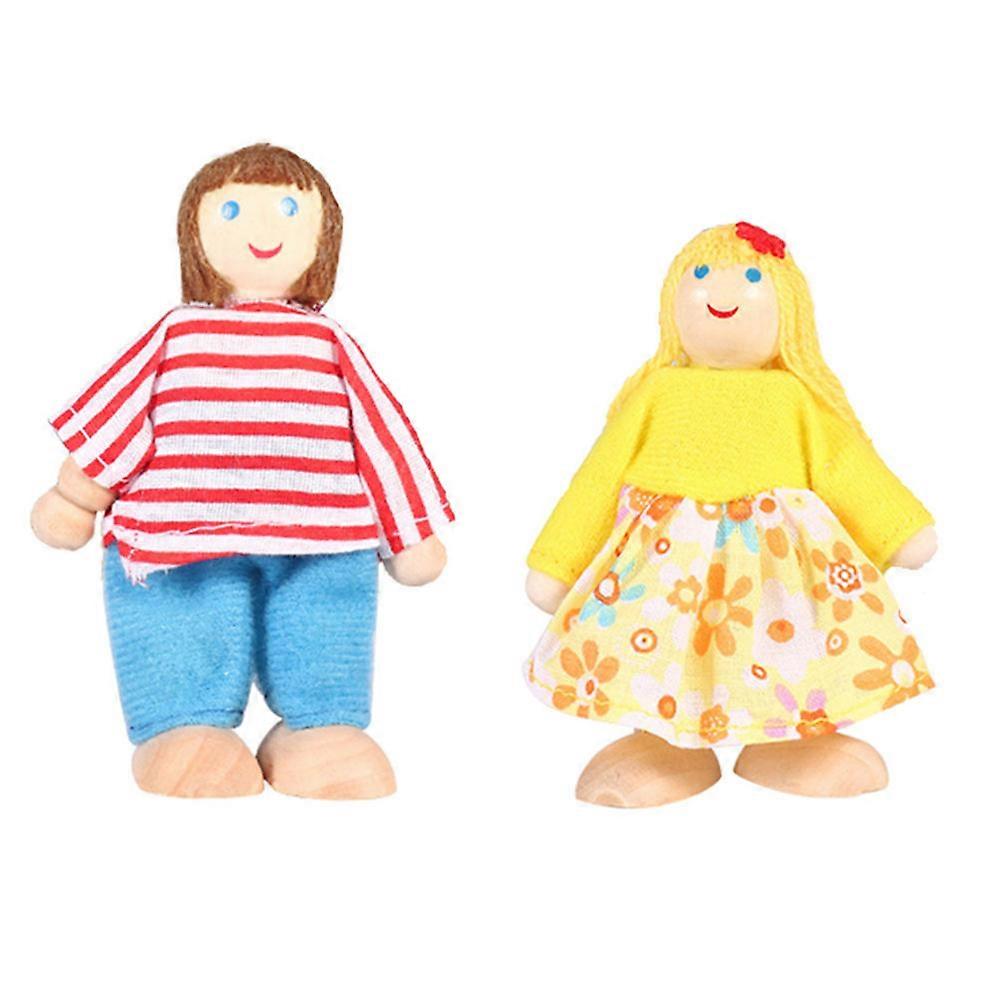 Imagination Development Doll Family Figures For Children 2Pcs Assorted Color Pretend Playing Toy