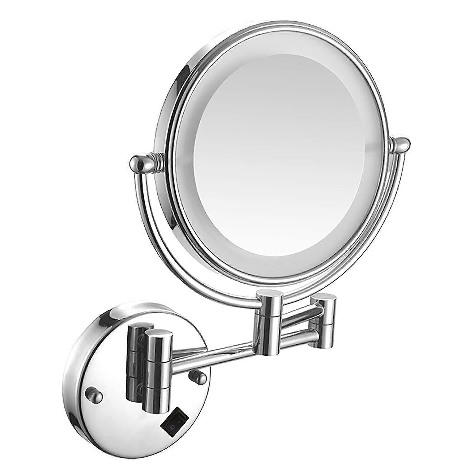 8inch LED Expansion Mirror, 10x Expandable, WallMounted, 360 Rotating Silver