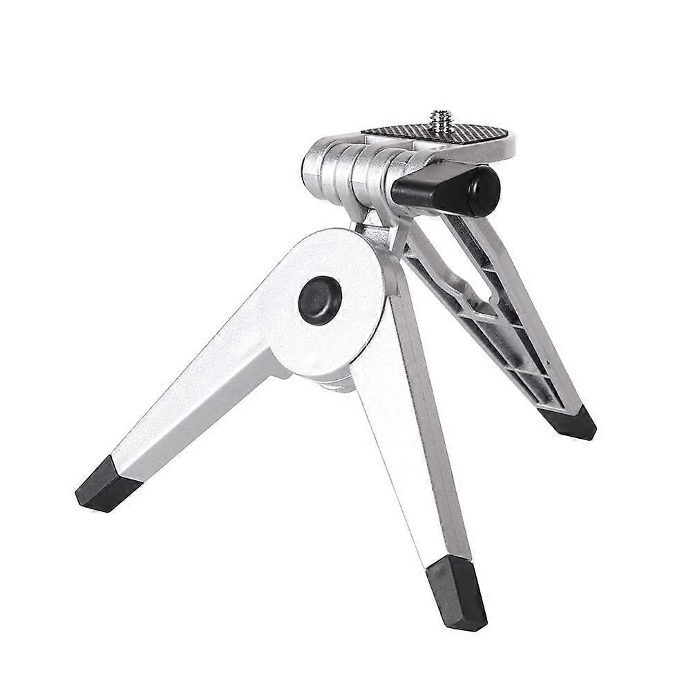 Folding Tabletop Tripod, Black Mini Tripod Stand for Camera and Camcorder, Plastic Mounting Bracket, Silver and Black