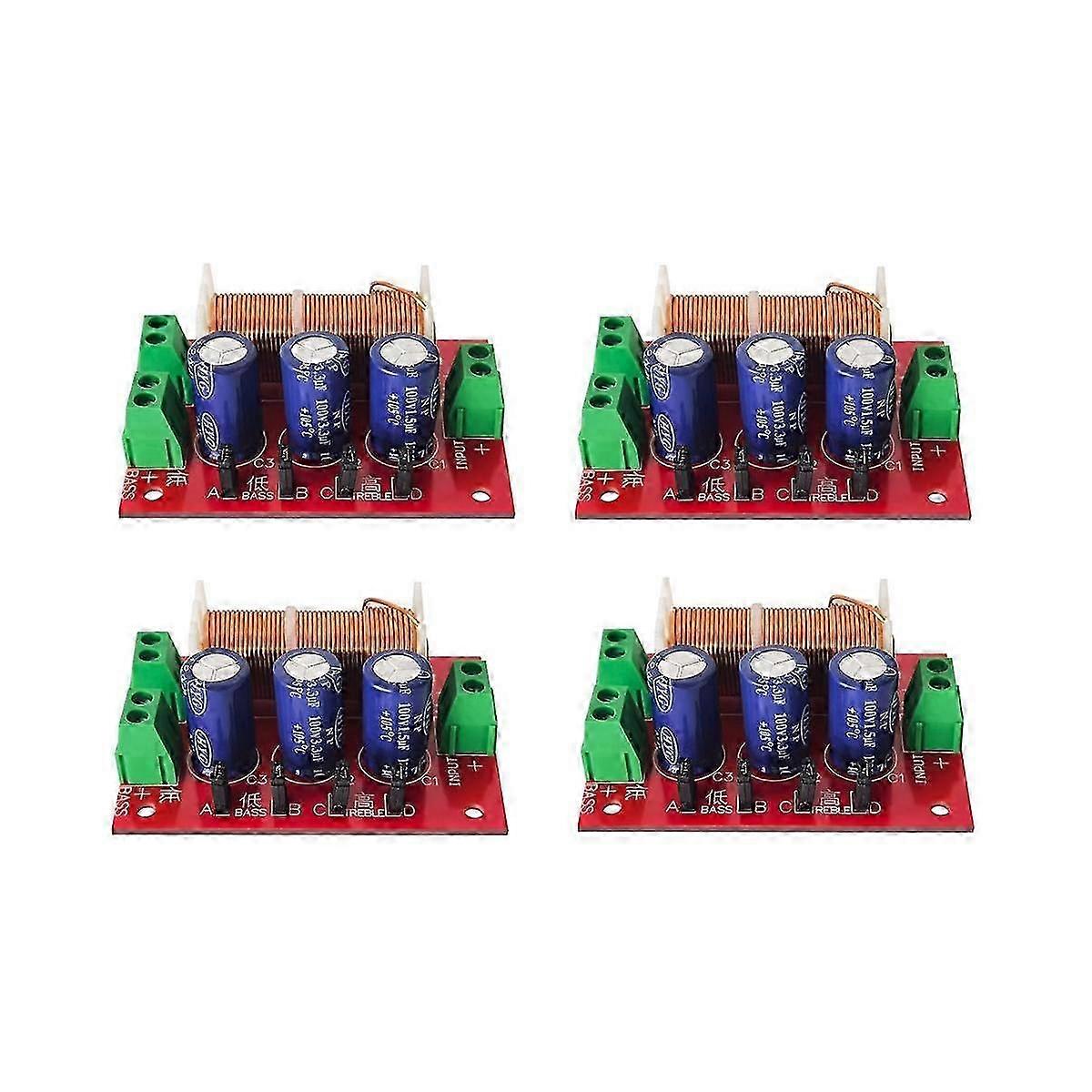 4Pcs 400W Speaker Crossover with 2 Way Audio Adjustment: Tweeter & Bass Speakers Filter Frequency Divider Kit
