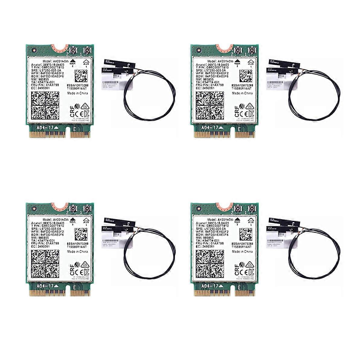 4X Wifi Card Ax201 Ngw with Antenna Wifi 6 3000Mbps M.2 Cnvio2 Bluetooth 5.1 Wifi Adapter for Window