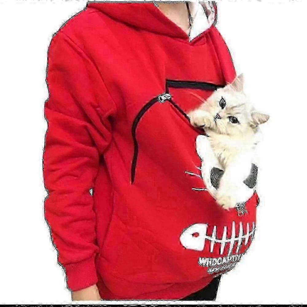 Cat Lovers Hoodie with Pet Pocket & Animal Ears - High Quality Swea...