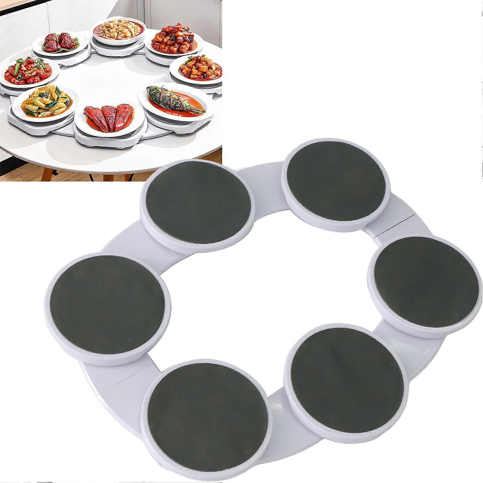 Expandable 360° Rotation White Turntable for Oblong Dining Tables