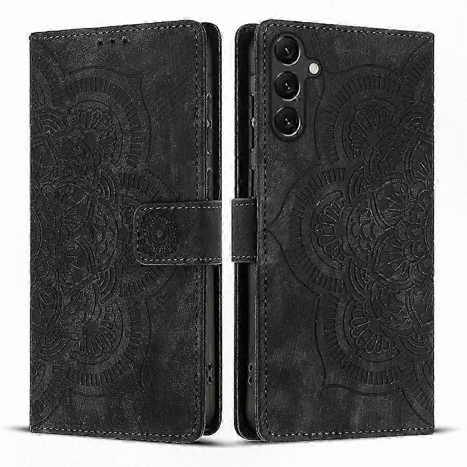 Vintage Frosted Leather Phone Case with Unique Artistic Pattern