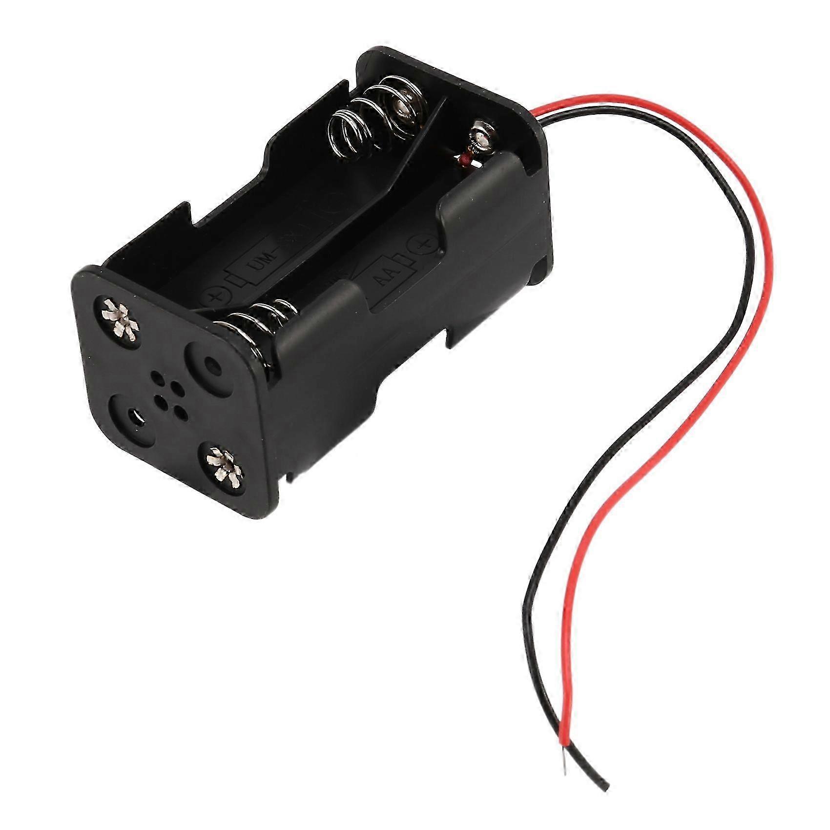 Black Two Layer AA Battery Holder Case with Wire Leads