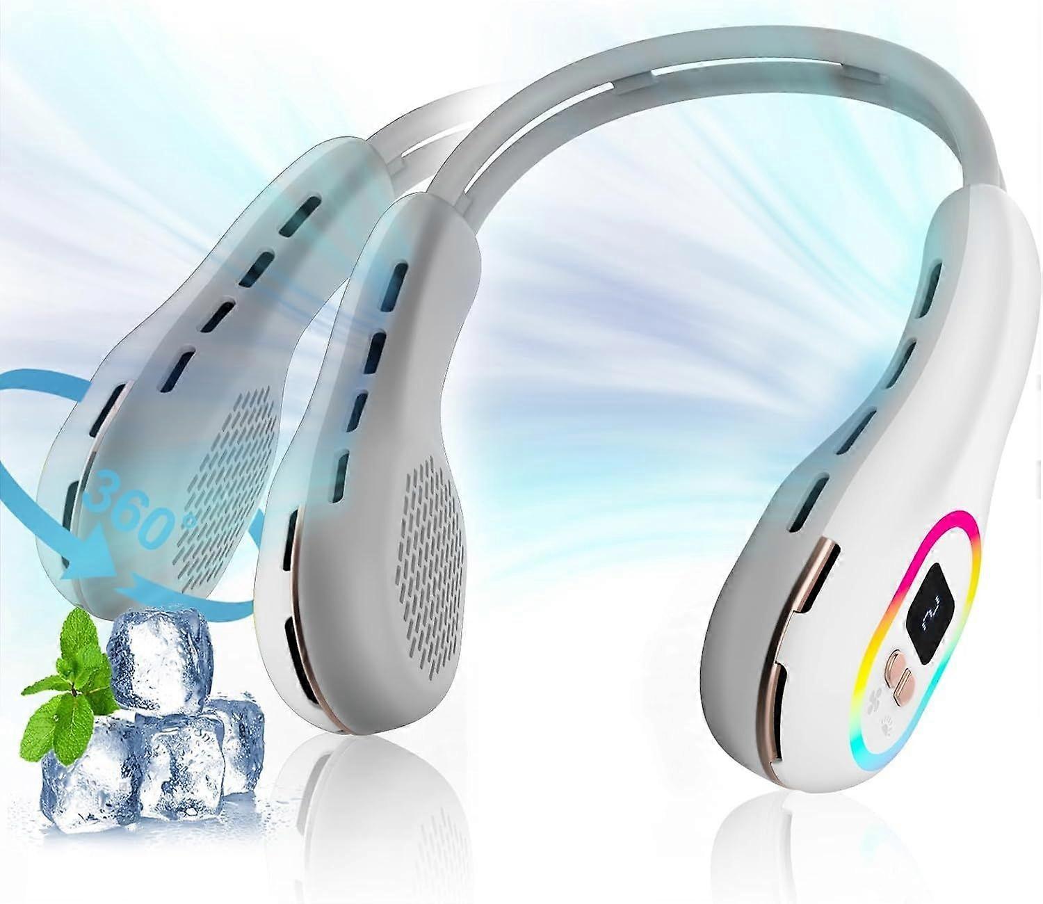 Neck Fan 360 Wind Direction Adjustment Bladeless 6000mAh Battery - White