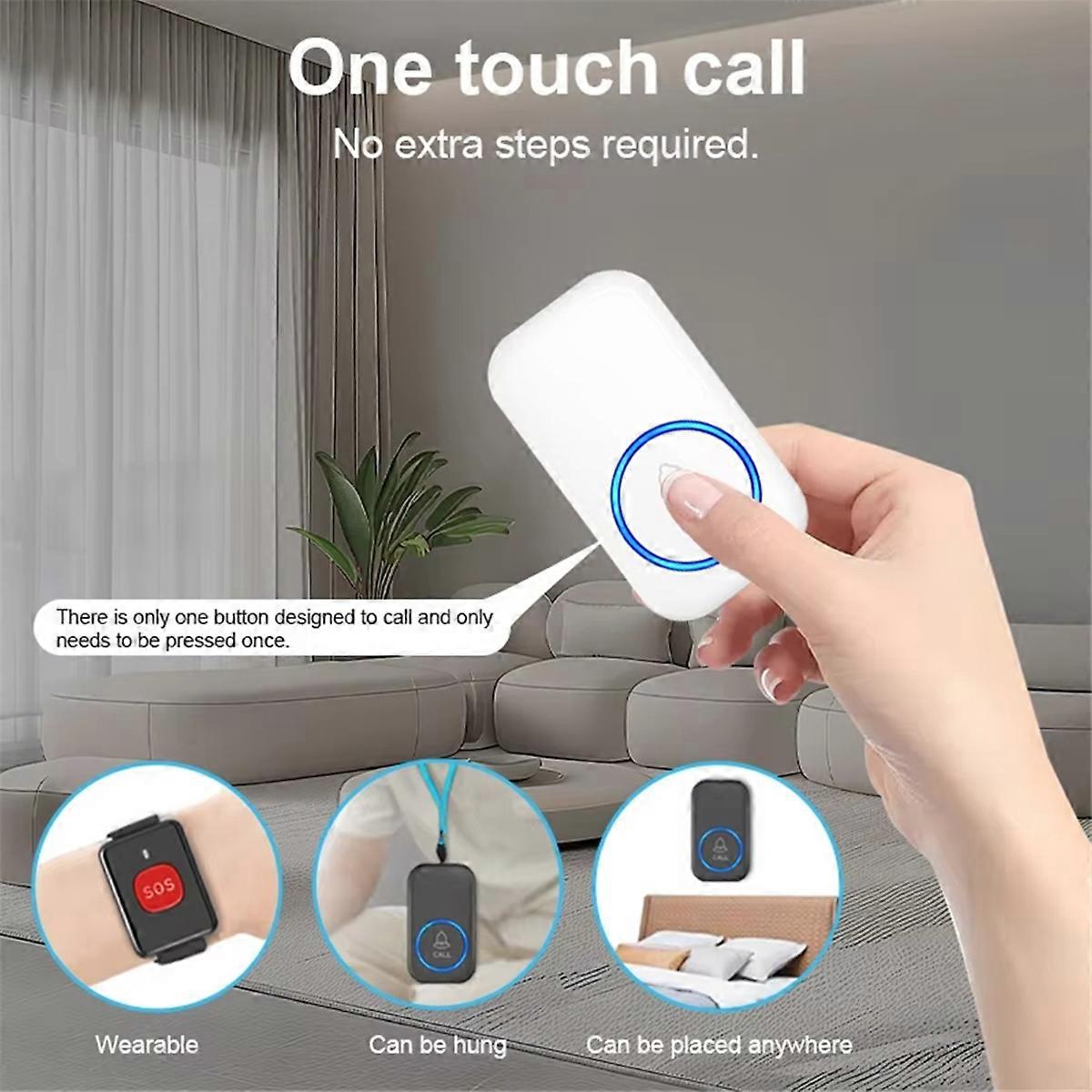 Wireless Lanyard Button Call Pager Emergency SOS Pager Emergency Call Button for Kids Elderly Call S