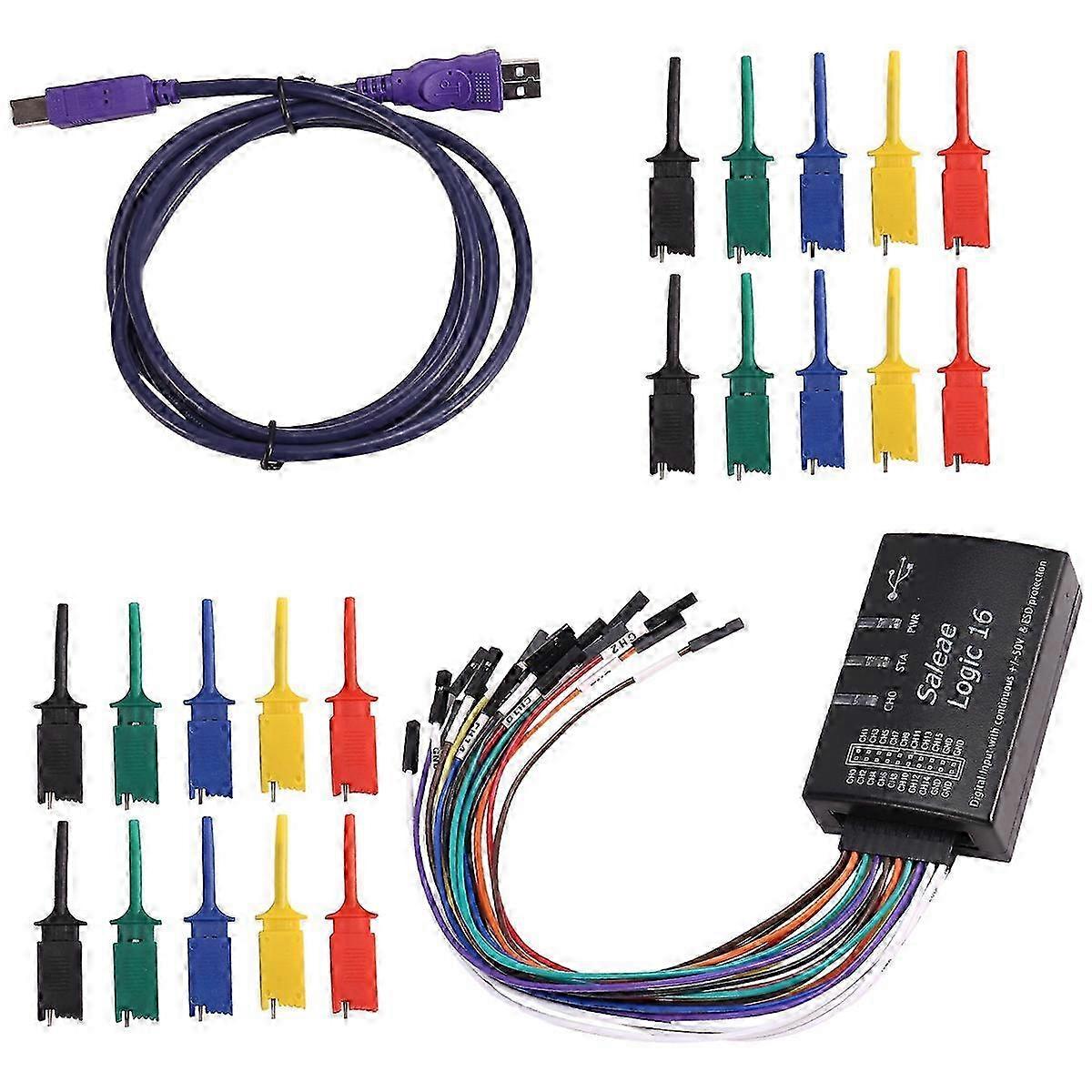 Logic USB Analyzer 16 Channels, Official Version, Sample Rate 100M for Instruments