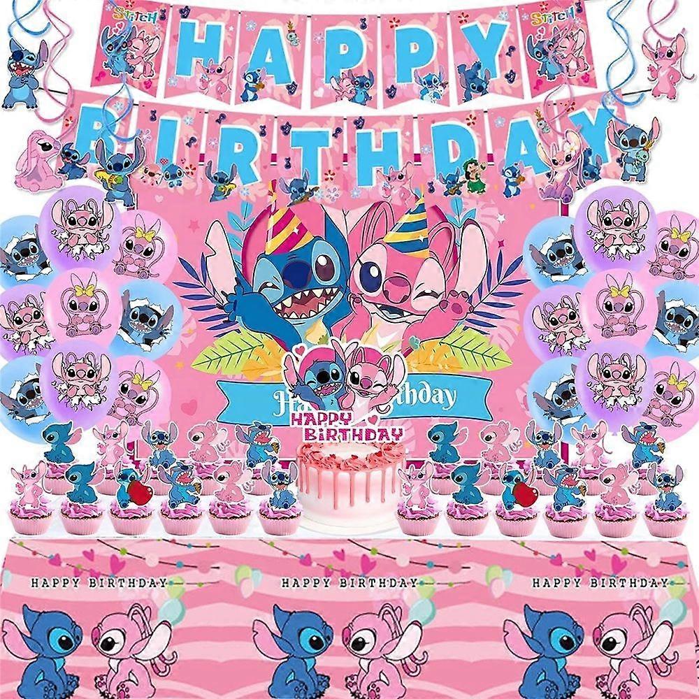 Cartoon Party Decorations, Stitch Birthday Supplies including Banners, Balloons, Cake Toppers for Cartoon Birthday Party Decorations