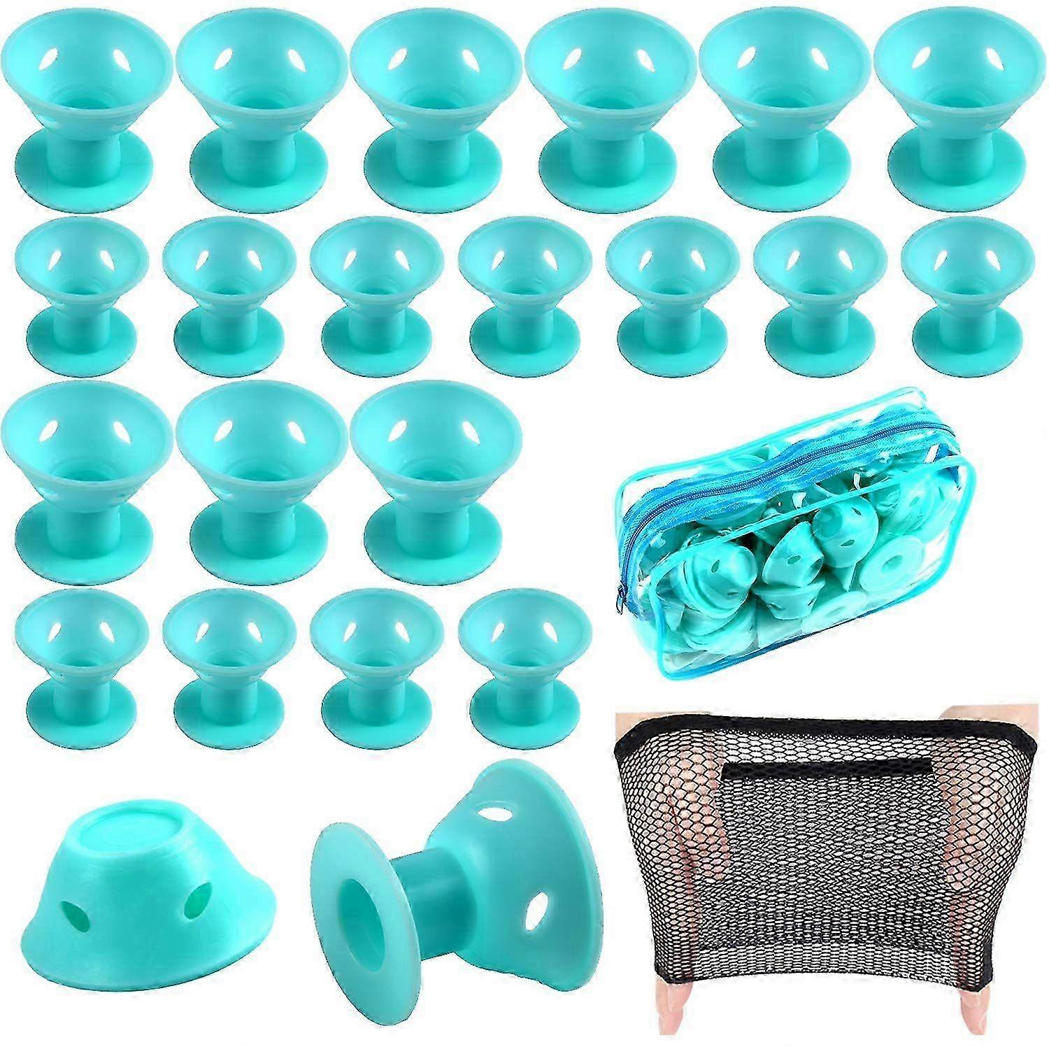40 Pcs Pink Magic Hair Rollers Include 20pcs Large Silicone Curlers and 20pcs Small Silicone Curlers