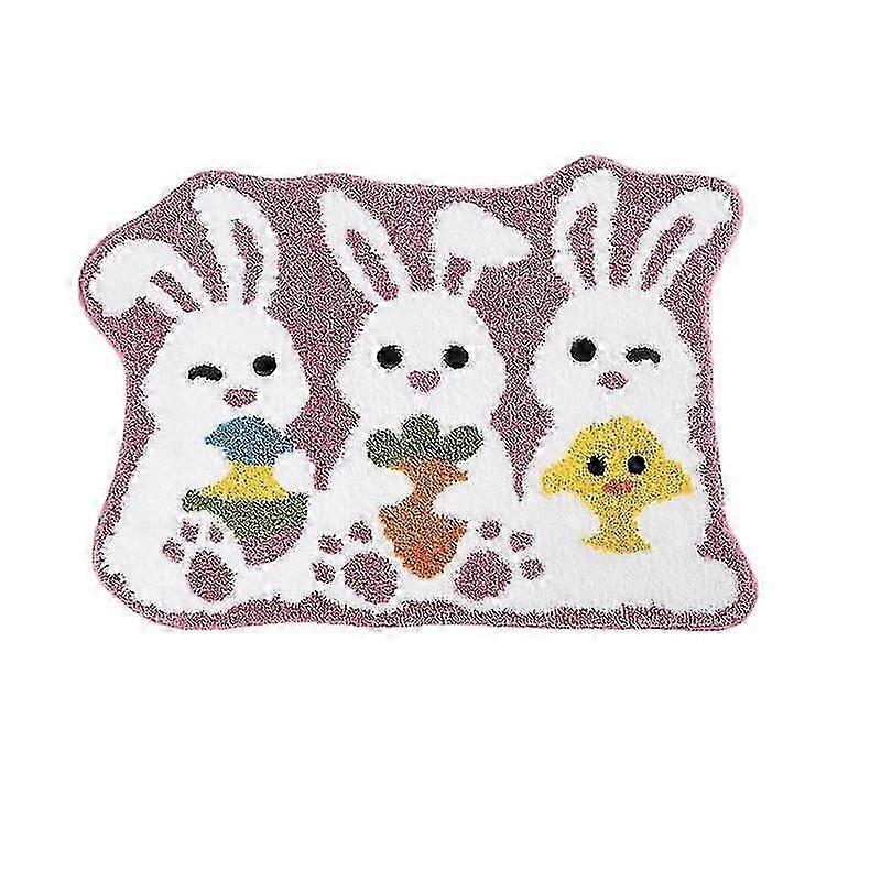 Easter Bath Mat Rabbit Non-Slip Mat Washable Carpet Absorbent Bath Mat Door Mat Bedroom Living Room Soft Tufted Carpet Bathroom Decoration Easter Deco