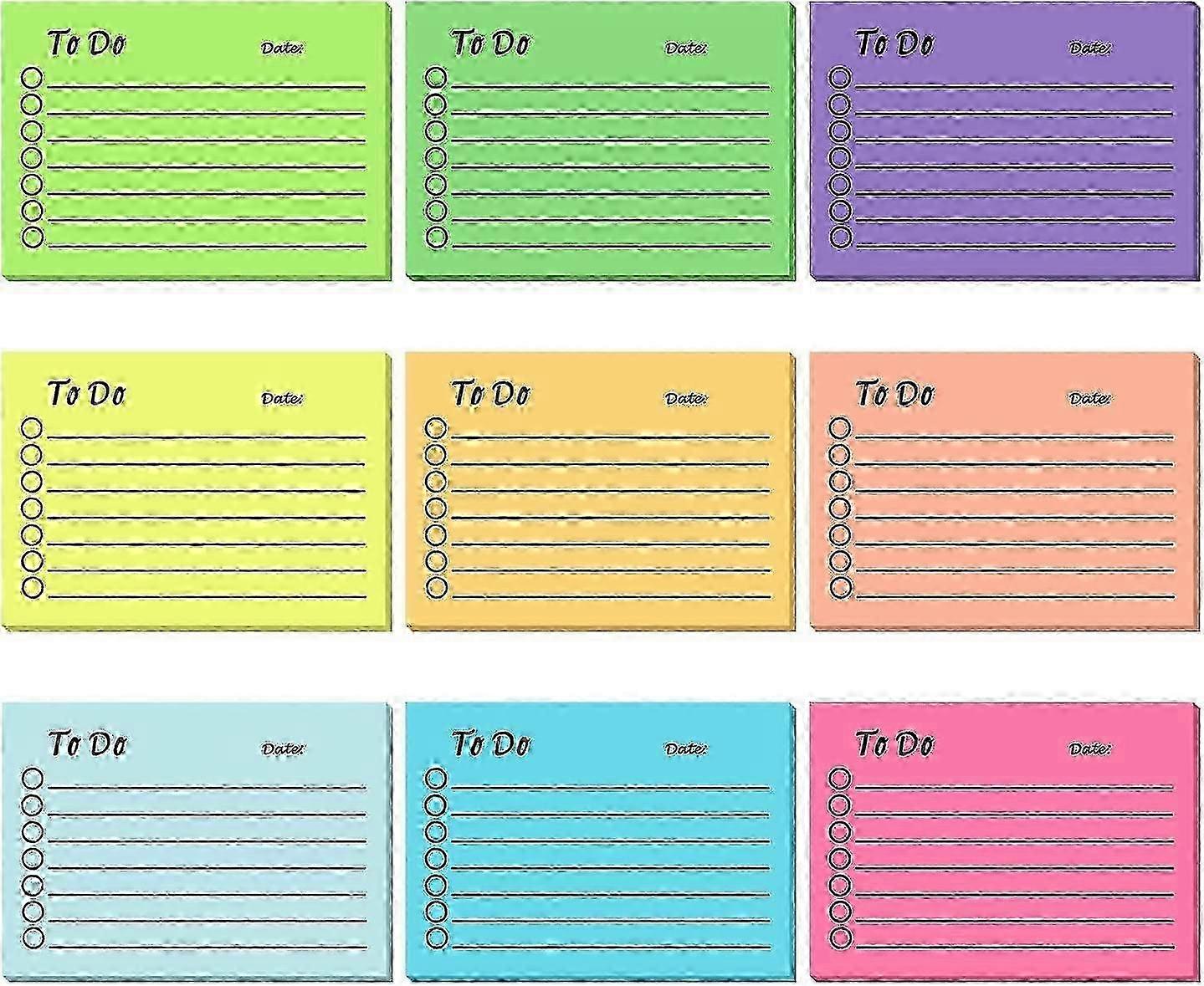 9 Pack of 3x4 Inch Self-Adhesive Memo Sticky Notes for To-Do Lists 2025