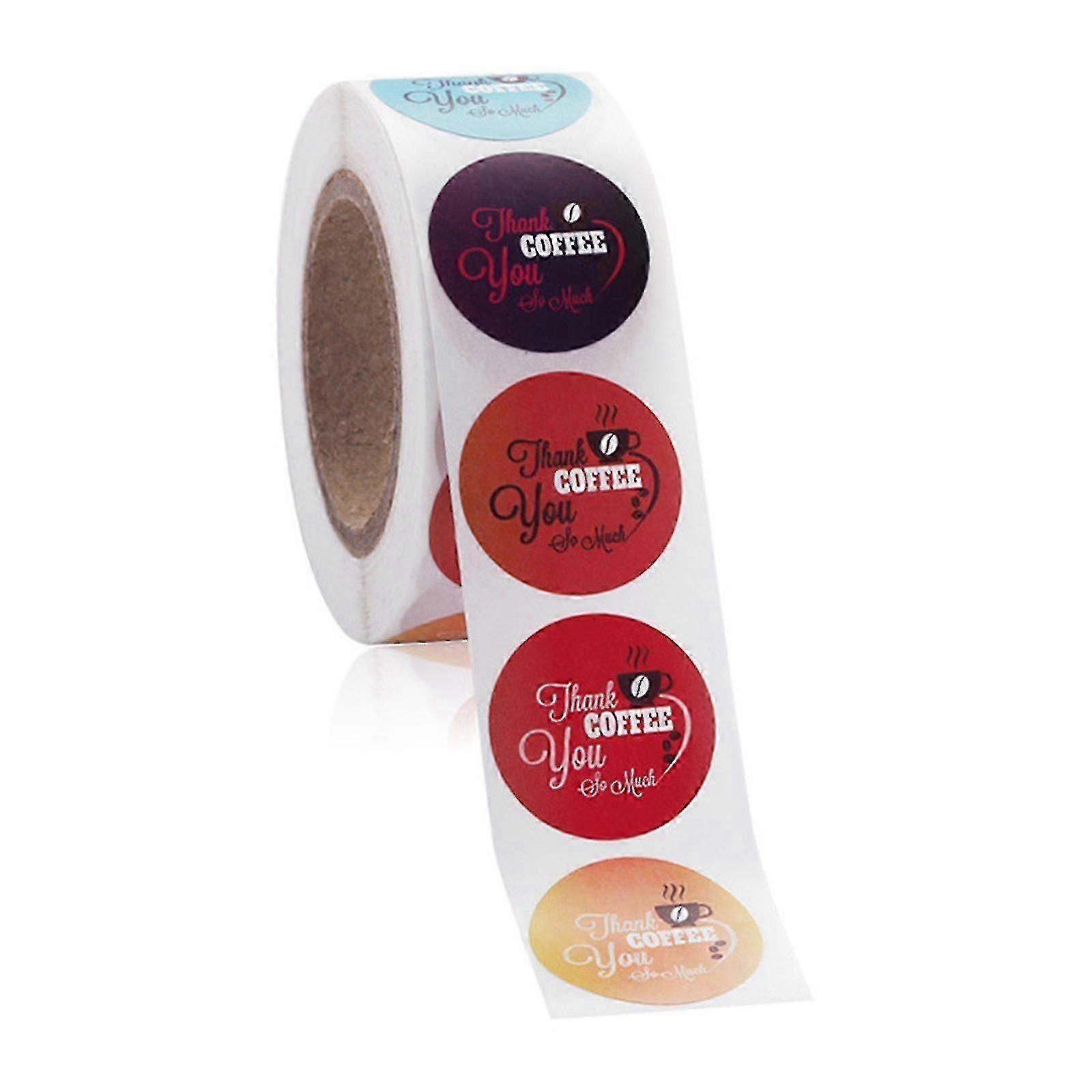 500pcs/roll Coffee Milk Tea Bee Round Thank You Stickers Adhesive Seal Labels