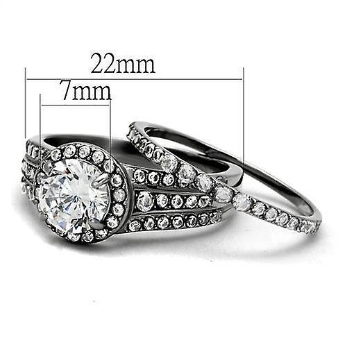 High polished (no plating) Stainless Steel Ring with AAA Grade CZ in Clear for Women Style TK2476