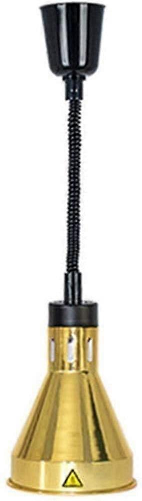Food Heat Lamp Adjustable Telescopic Heat Lamp with Single Head for Buffet Display - Brass Gold Color