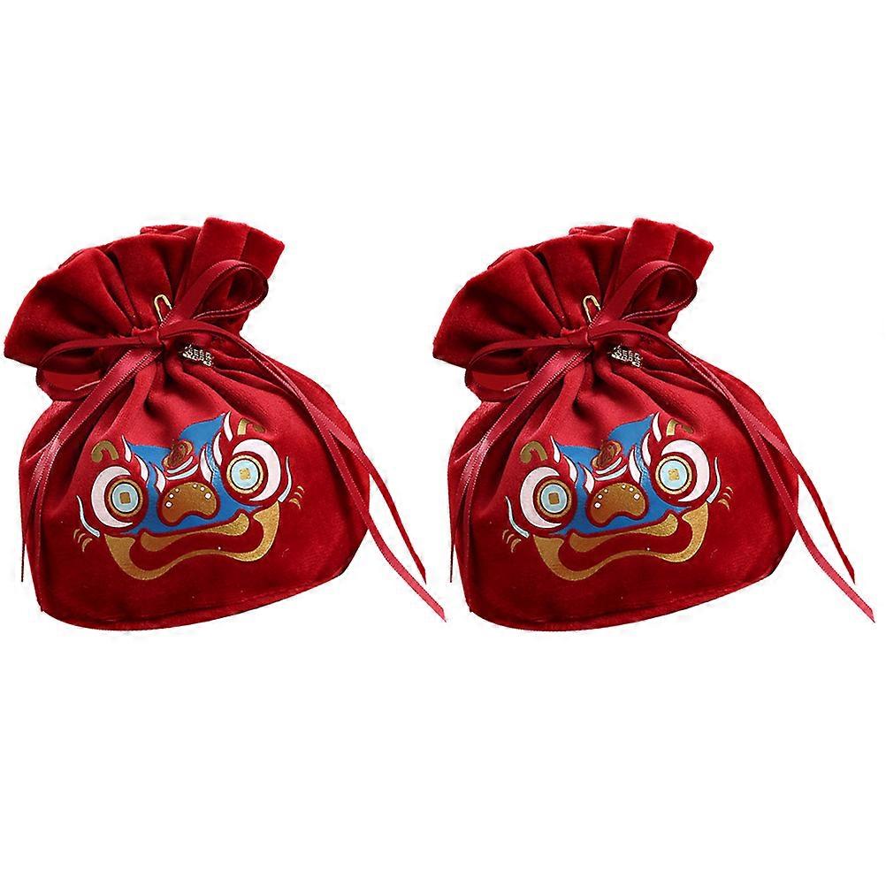 Multi-Function Wedding Pouches for Storage 4Pcs Red Decorative Candy Bags