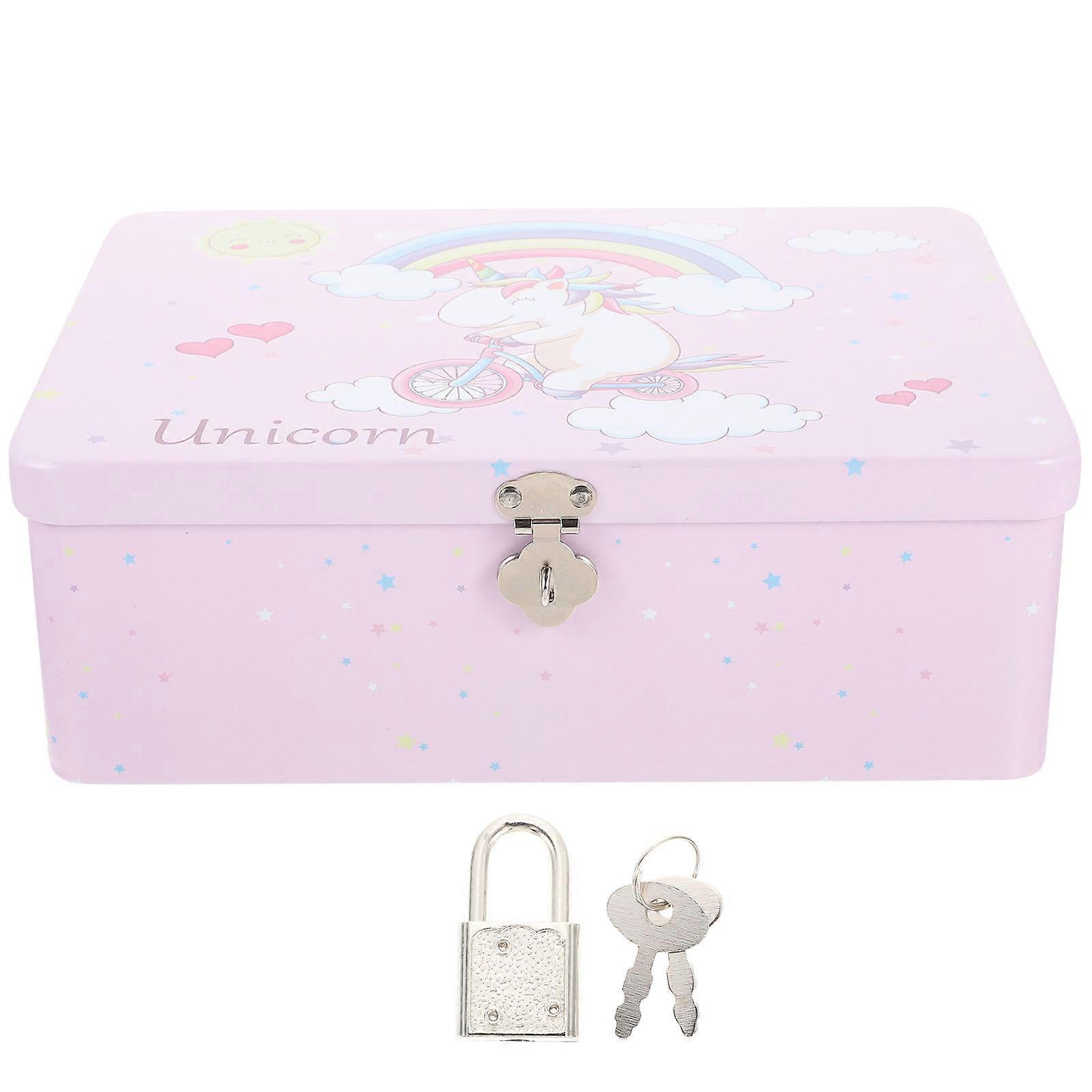 Lock Storage Tin Box Tinplate Container 2Pcs for Home Use