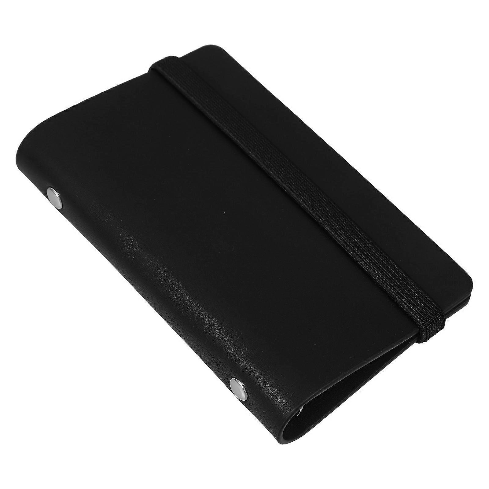 Black Portable Binder PU Cover for Home Use 2Sets Small Planner