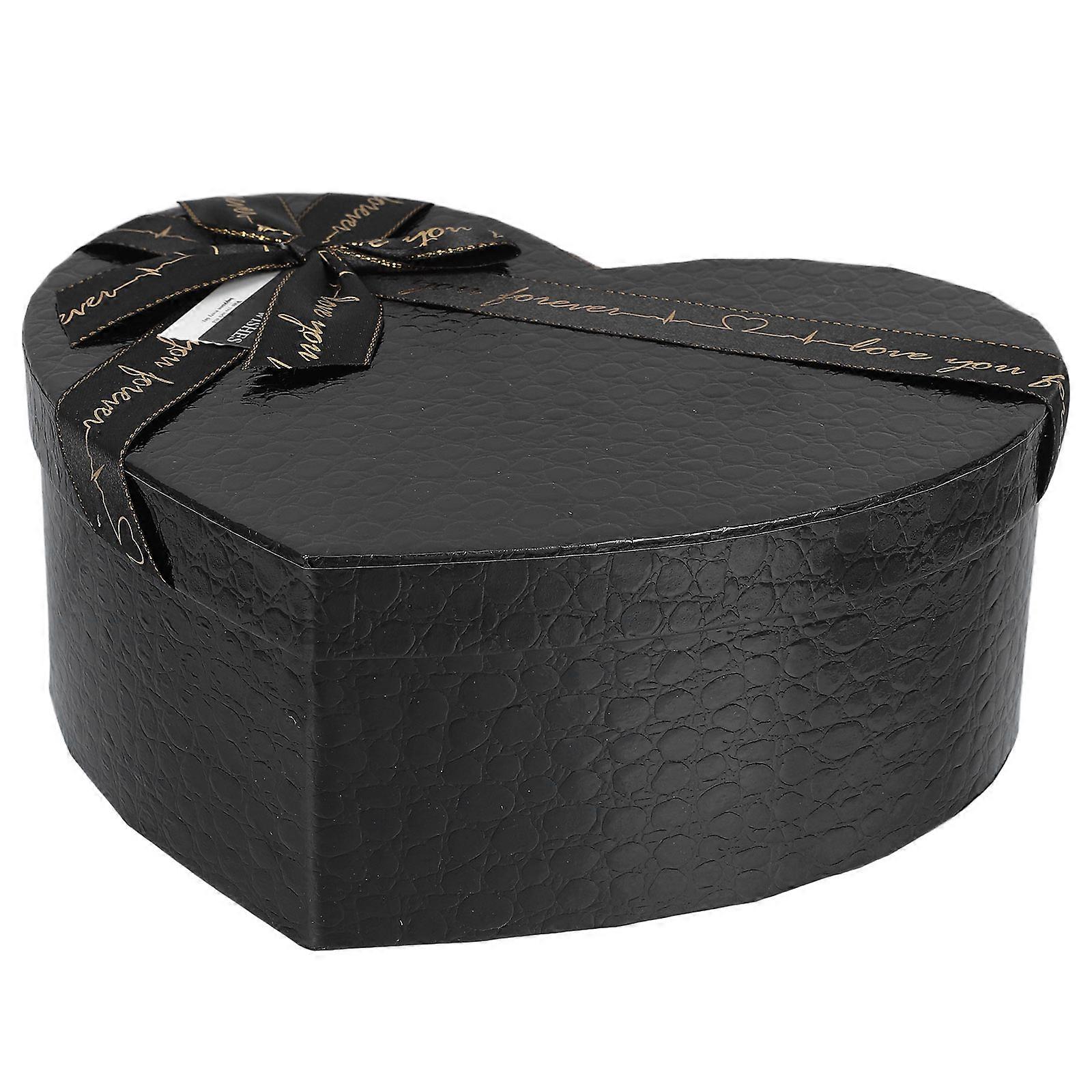 Heart Shaped Box Paper Present Box for Storage 4Pcs Black Wedding Packing Boxes