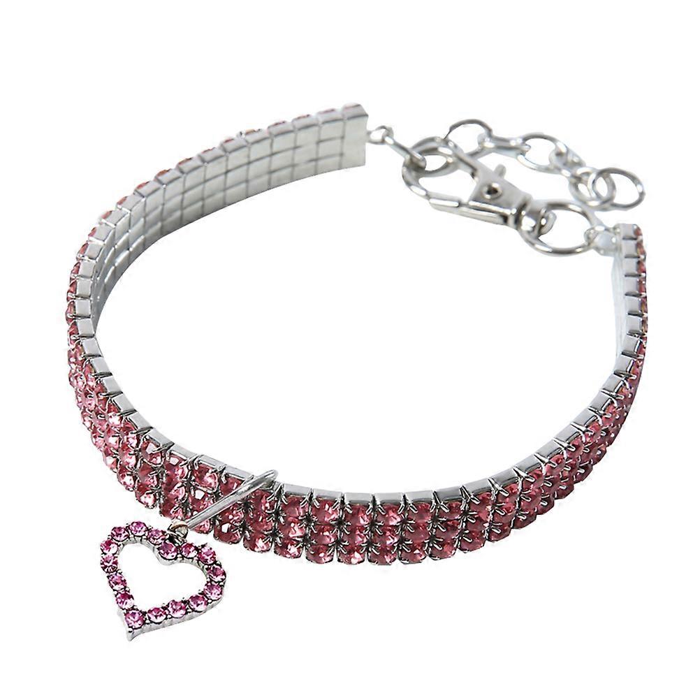 Pet Neckchain Cloth Heart Pattern for Pet 3Pcs Pink Set