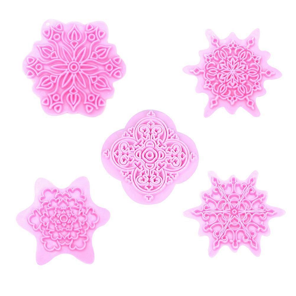 Snowflake Cookie Cutter Stamp for Biscuit Making 10Pcs Pink Plastic
