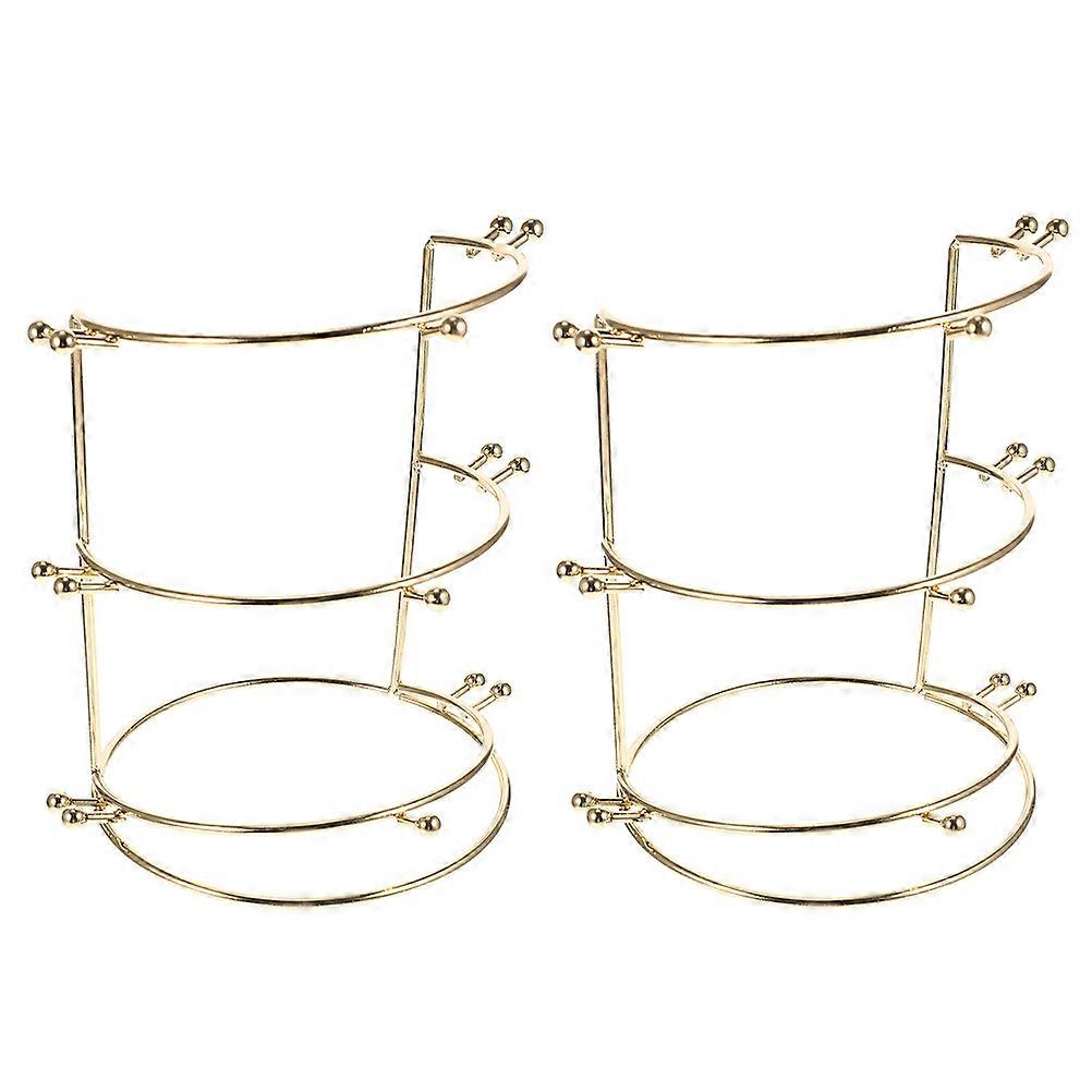 Alloy Headband Holder 2Pcs Rectangular Display Rack For Hair Accessories Shops Golden Easy To Assemble
