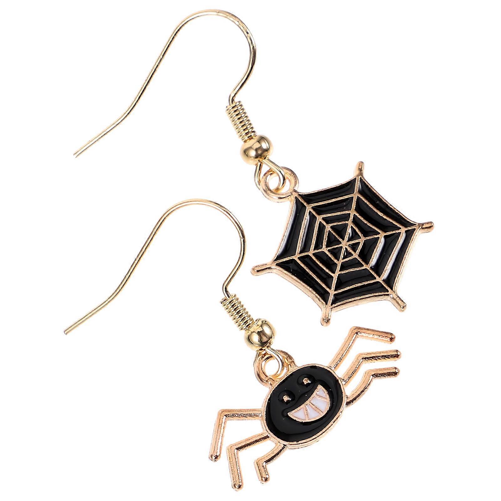Spider Web Halloween Earrings Ear Hooks for 2Pairs Party Decoration