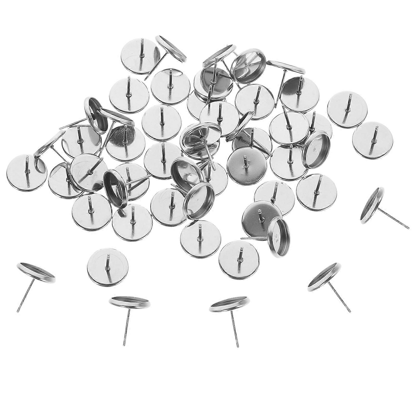 DIY Earring Accessories Stud Earring Setting for 250Pcs Silver Stainless Steel