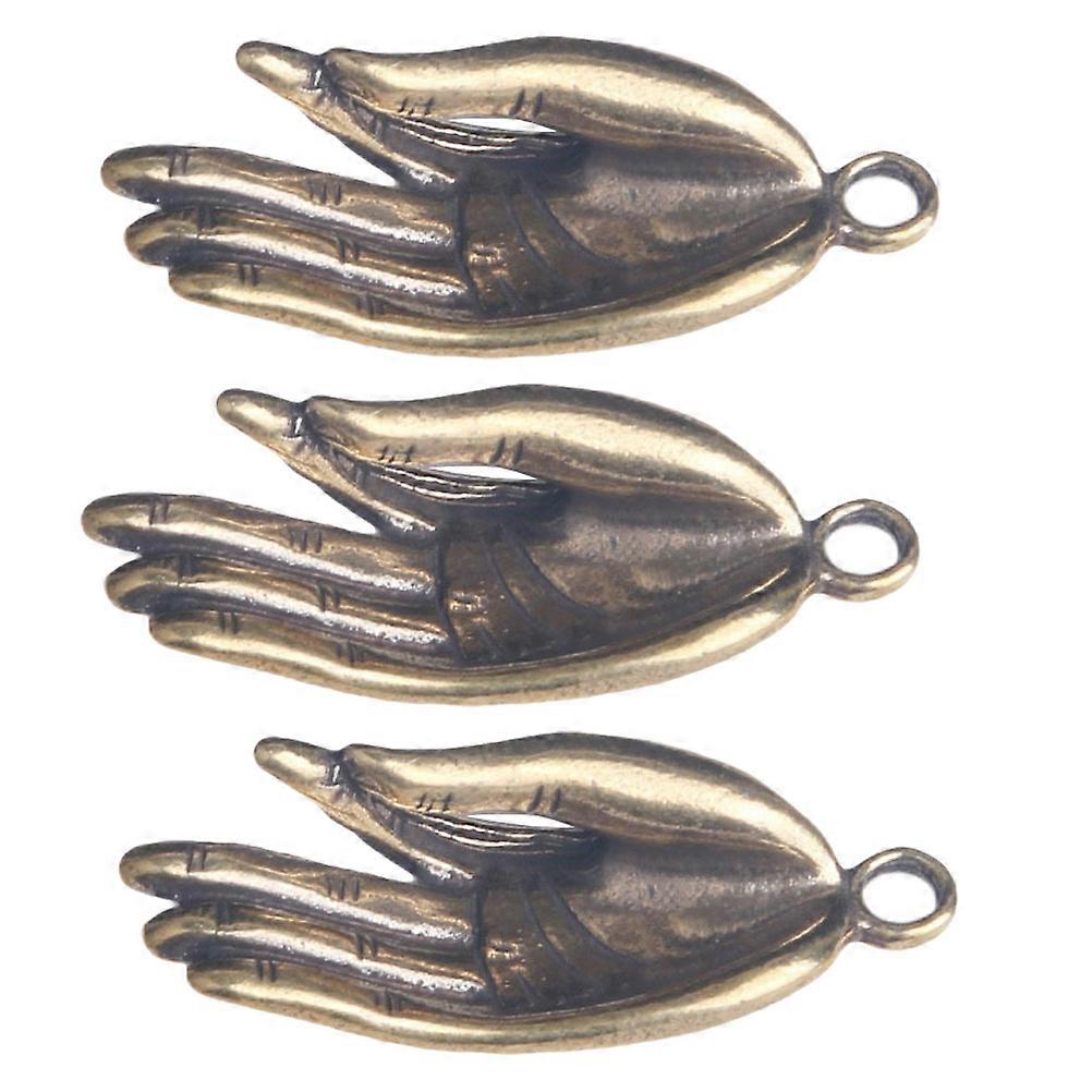 Decorative Brass Buddha Hand Keychain Pendant for DIY 6Pcs Set