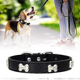 Snyggt PU-halsband för katter med slitstarka och justerbara spännen för hundar, hundhalsband, husdjurshalsband, vit, 1,5*30 cm