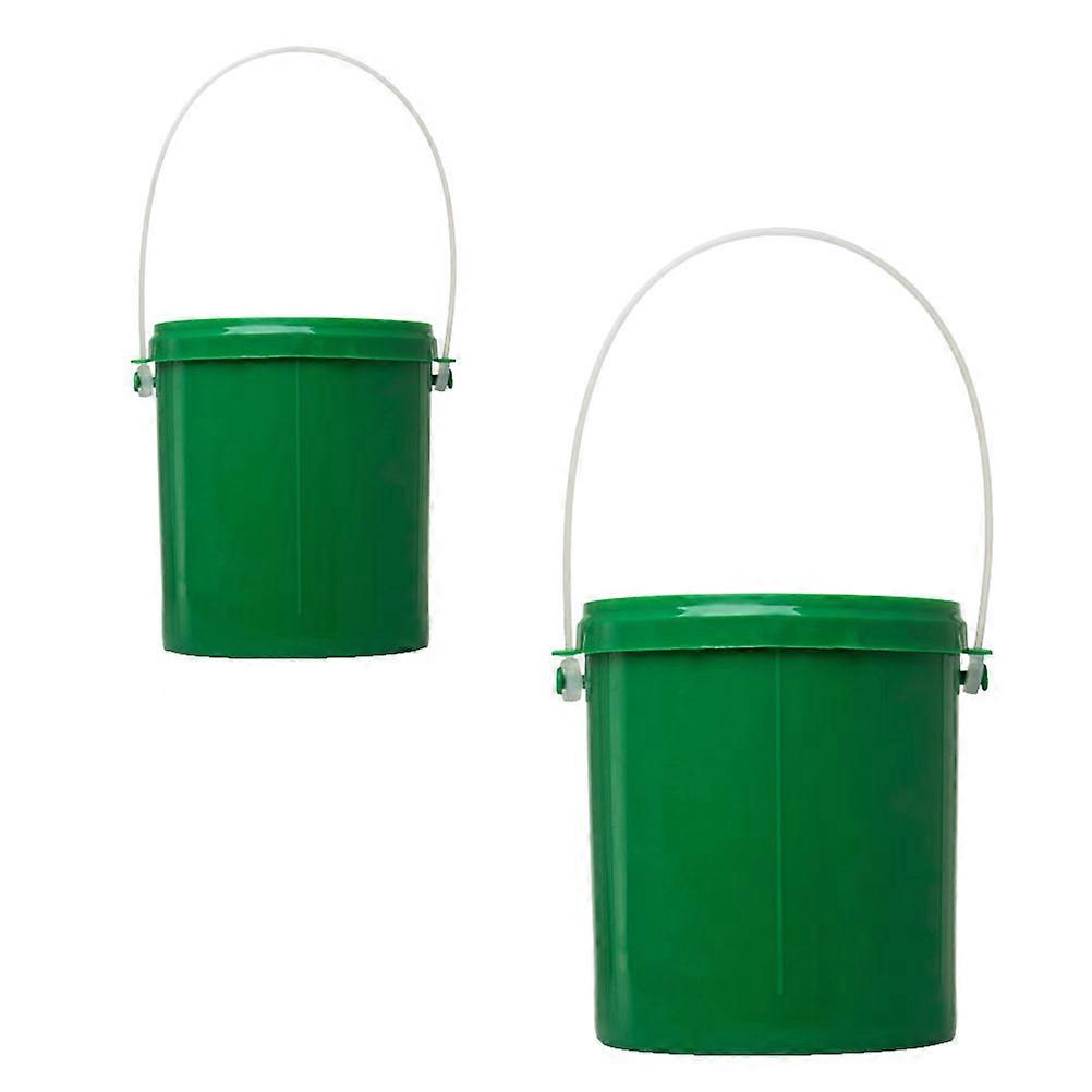 Worm Lures Container 2Pcs Green Plastic Bucket with Drop-Resistant Design for Fishing