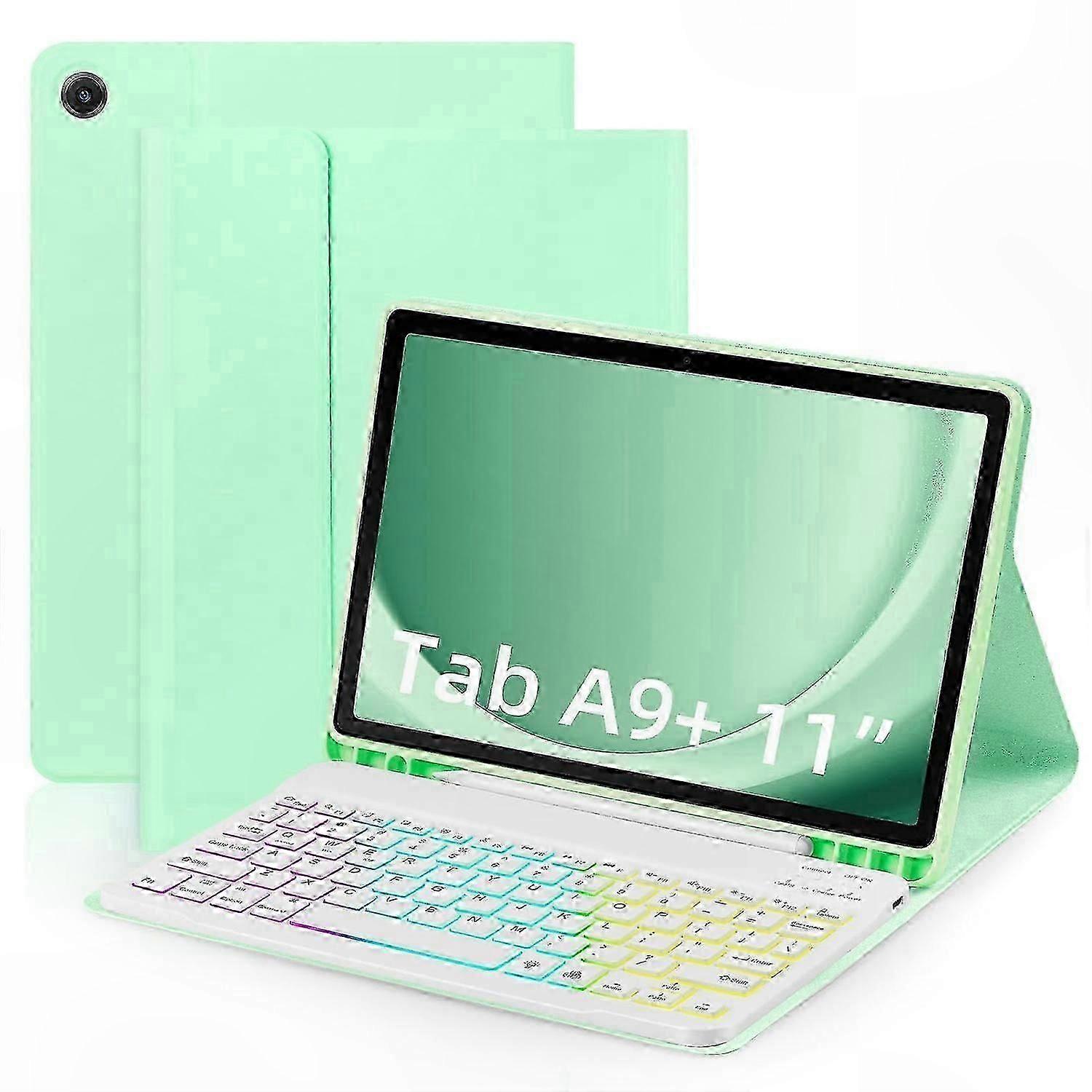 Galaxy Tab A9+ Leather Case with Detachable RGB Backlit Keyboard