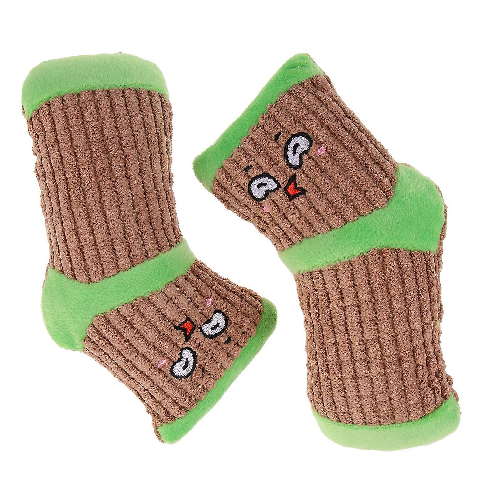 Dog Squeaky Toy Plush Sock Shape for Chewing 4Pcs Set Assorted Color