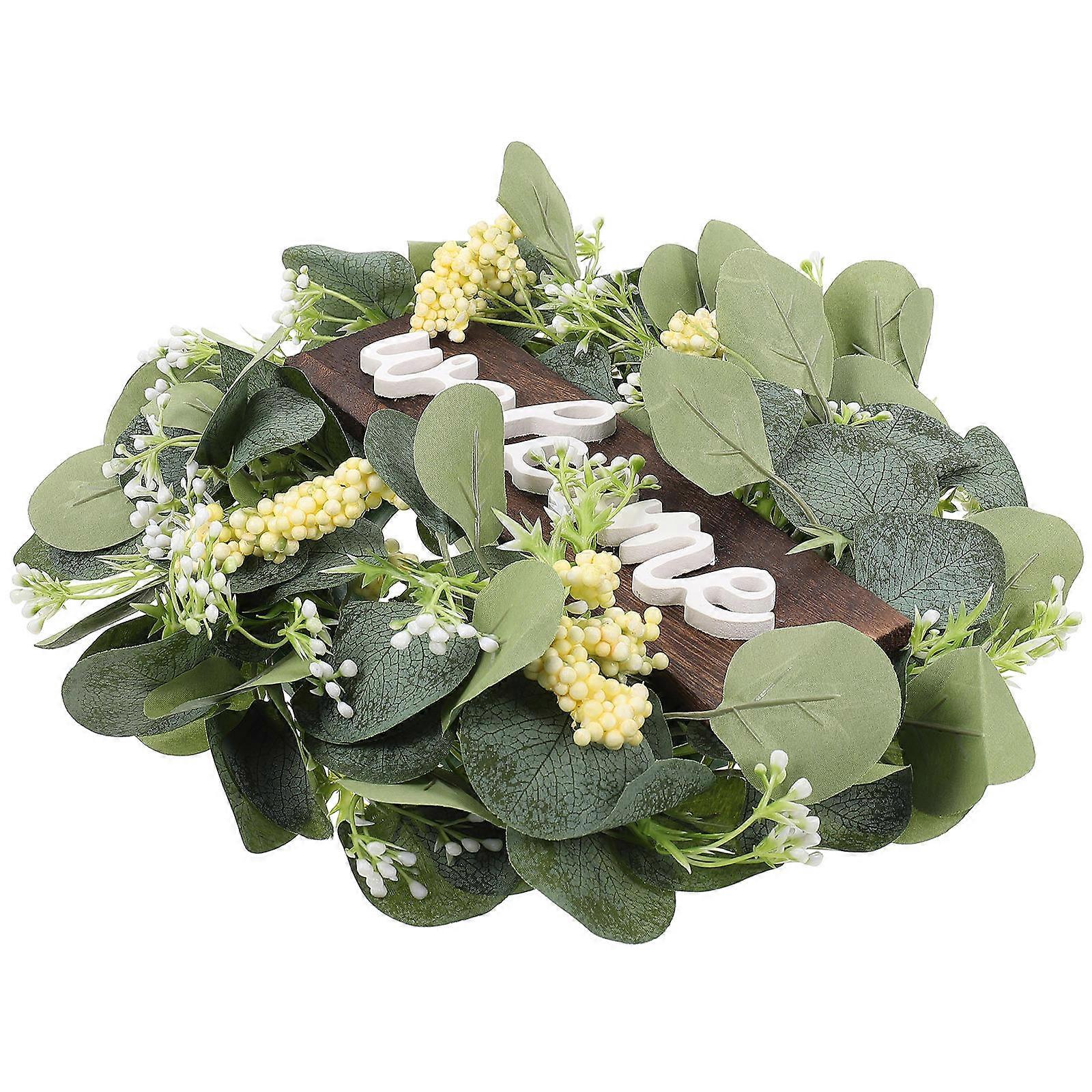 Eucalyptus Leaves Wreath Simulate Welcome Door Decor for Home Use 2Pcs