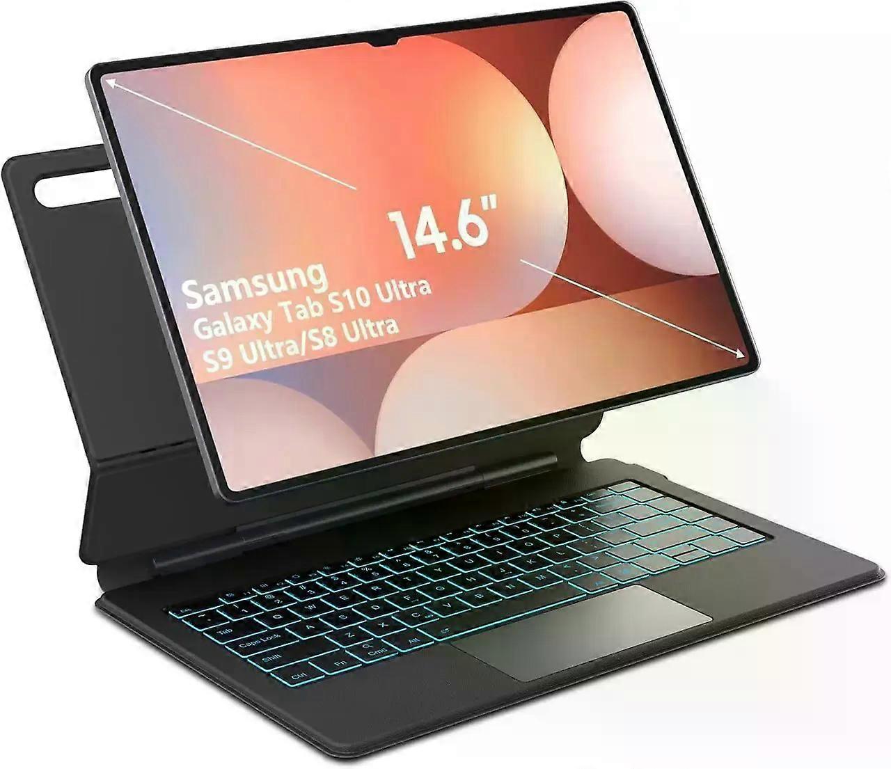 Magic Keyboard Case for Samsung Galaxy Tab S10 Ultra S9 Ultra S8 Ultra 14.6 inch Case Magnetic Floating Cantilever Stand with Multi-Touch Trackpad Pen