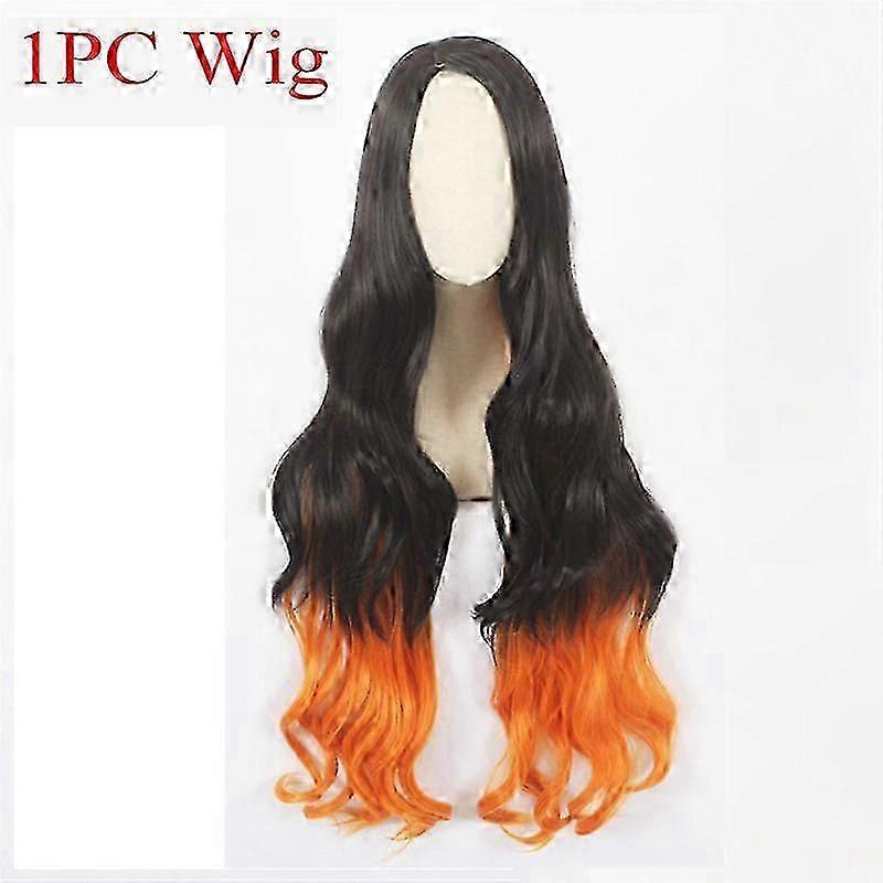 Cosplay-kostume til anime Kamado Nezuko med paryk og rekvisitter