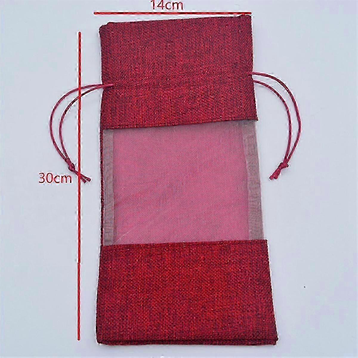 薄手の窓付き黄麻布ワインボトルバッグ、ワインテイスティングの好意のための巾着ギフトバッグ