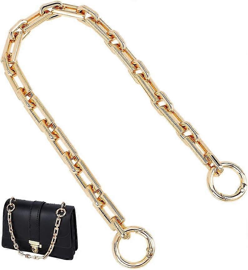 2Pcs Bag Strap Extender 34.5cm Golden Alloy Rectangle Chain with Clasps, Compatible with Handbag Purse Making