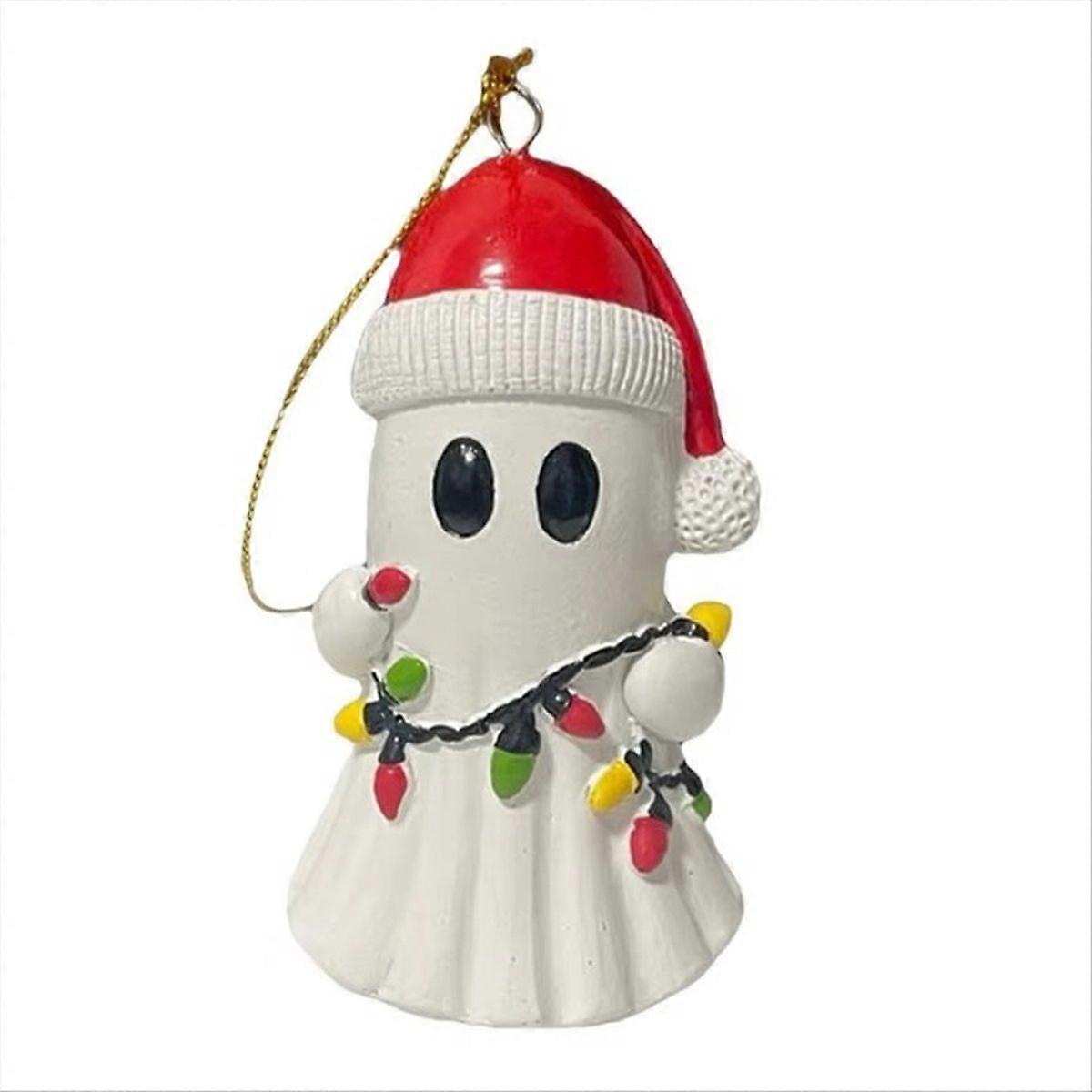 Christmas Tree Ornament Red Hat Ghost Charm Small Ghost Statue
