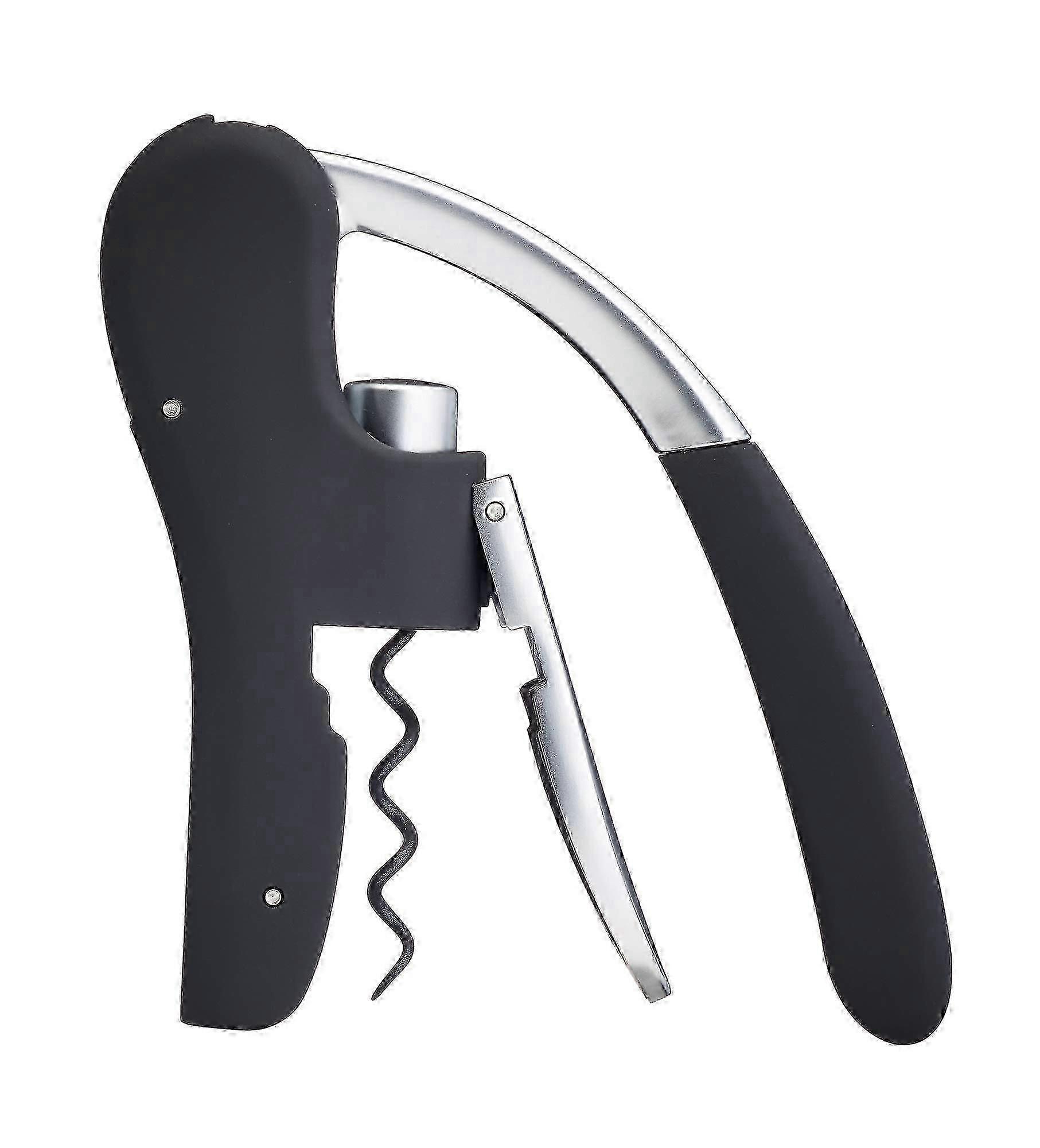 Corkscrew, Wine Bottle Opener with Built-in Foil Cutter, Black & Chrome