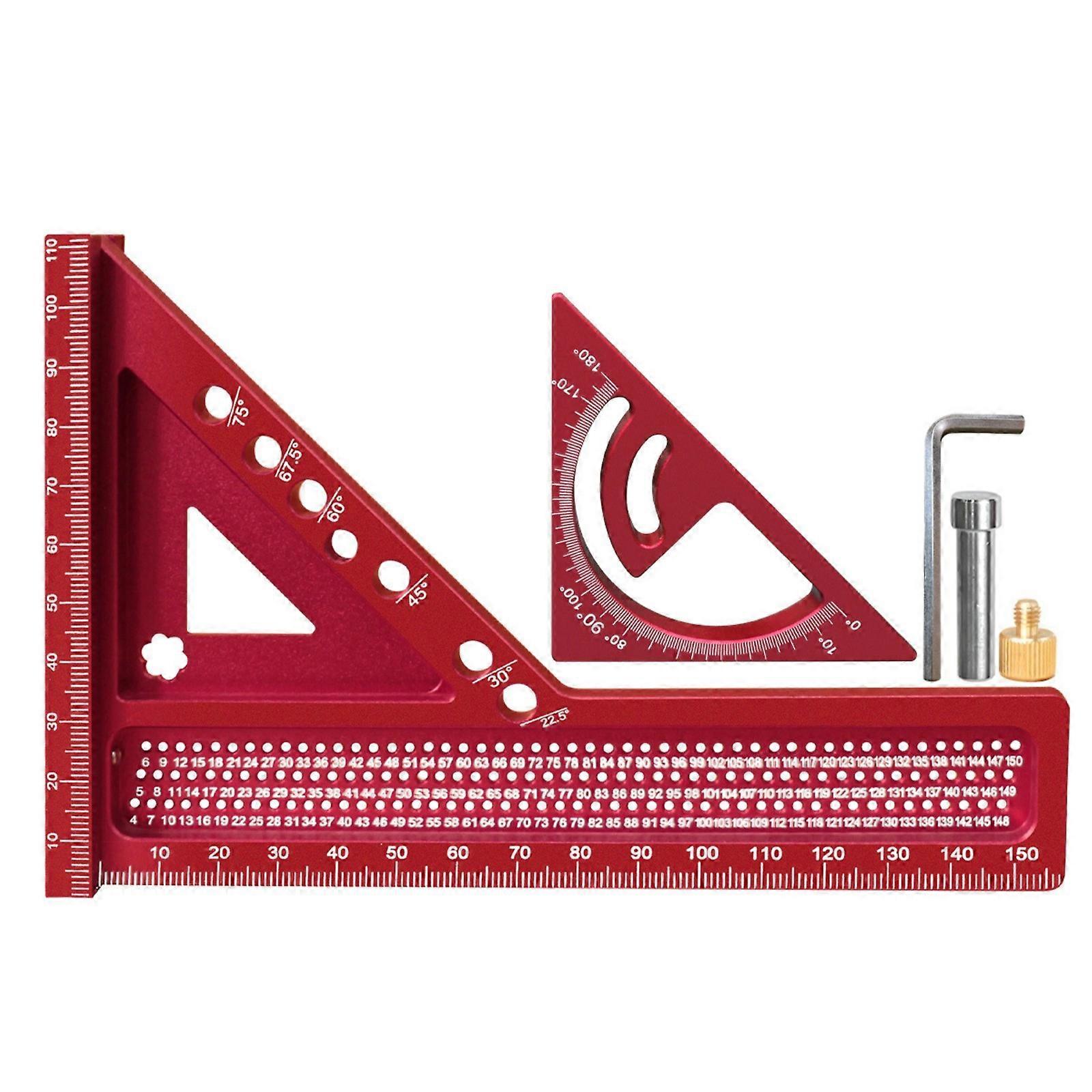 Engineer Grade Triangle Measuring Tool Measuring Ruler Featurings Positioning Hole For Precise Layout Marking Operations  Red